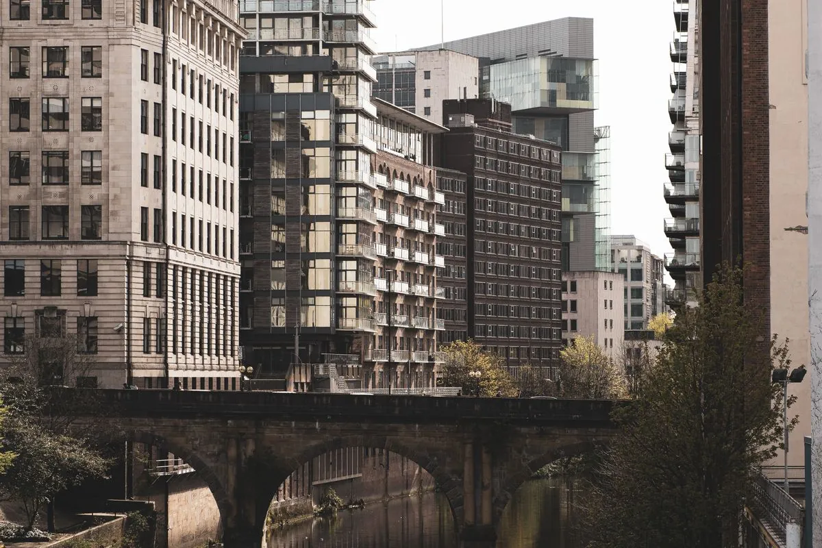 Manchester city centre buildings above the river